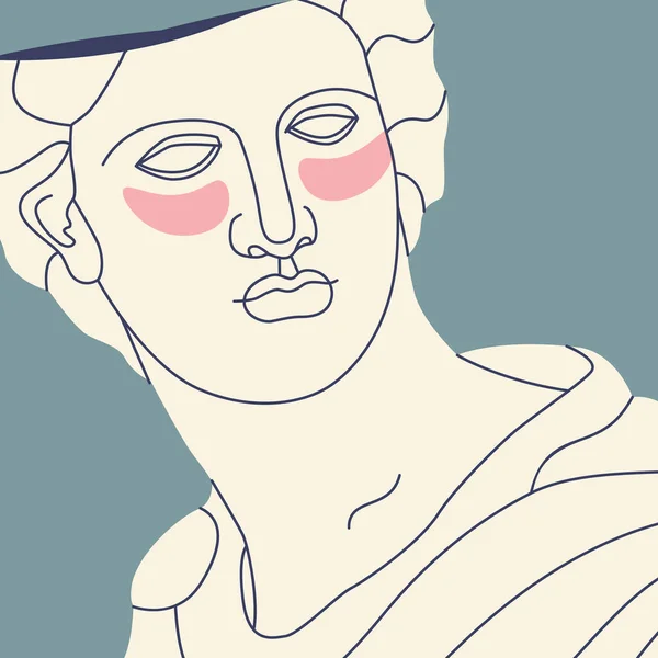 Θραύσμα Αρχαίου Ελληνικού Αγάλματος Ενός Άνδρα Μπαλώματα Κάτω Από Μάτια — Διανυσματικό Αρχείο