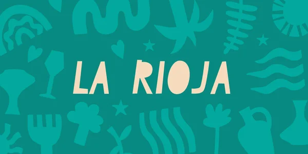 スペインのリオハ地方 スペイン語の碑文 花の抽象的な背景 デザイン ステッカーのためのベクトルバナー — ストックベクタ