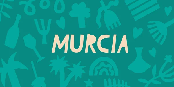 スペインのムルシア州 スペイン語の碑文 花の抽象的な背景 デザイン ステッカーのためのベクトルバナー — ストックベクタ