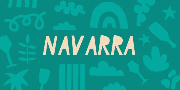 Navarra Región España Inscripción Española Fondo Abstracto Floral Banner Vectorial — Vector de stock