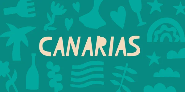 España Región Islas Canarias Inscripción Española Fondo Abstracto Floral Banner — Vector de stock
