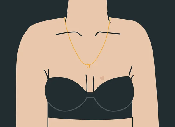 Buste Une Femme Dans Beau Soutien Gorge Bustier Noir Partie — Image vectorielle