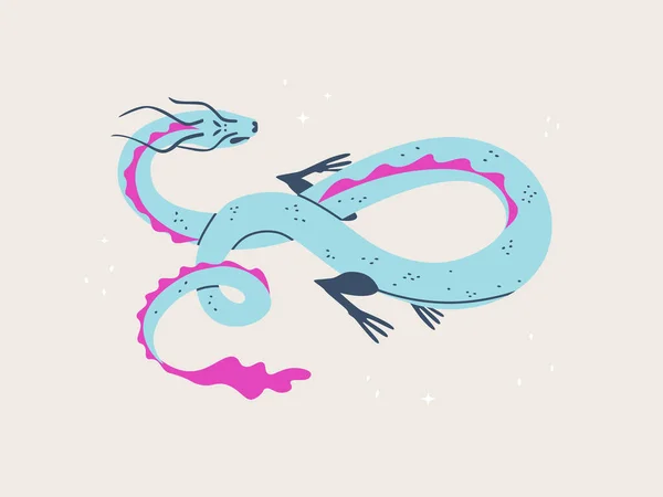 飾り龍 神話上の生き物だ 中国の黄道帯のシンボル デザインとプリントのためのベクトル分離手描きイラスト — ストックベクタ