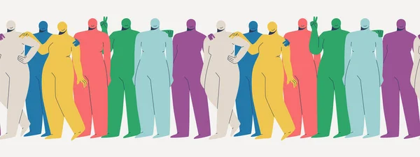 Borde Repetitivo Sin Fisuras Grupo Abstractas Mujeres Lindas Multicolor Figuras — Vector de stock
