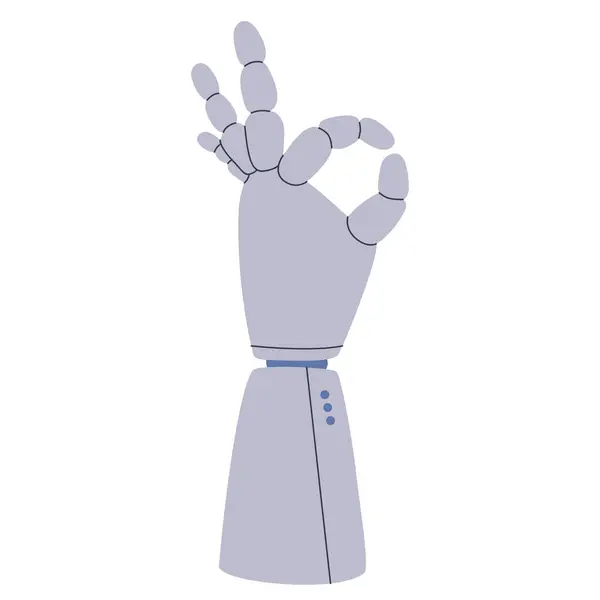 Ręka Robota Zaciska Kciuk Palec Wskazujący Gest Porządku Sztuczna Inteligencja — Wektor stockowy