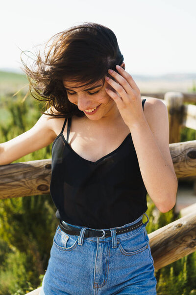 Young Adult Woman Arid Landscape Desert Bardenas Reales Spain Royalty Free Stock Images