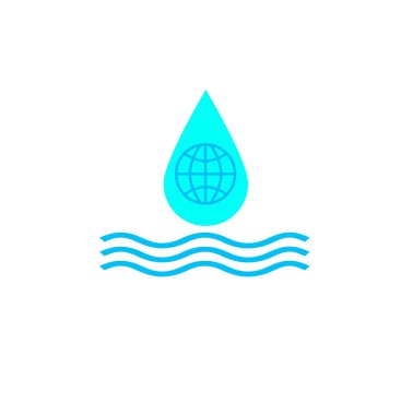 Yakın plan, Wawter Dünya gezegenine iniyor. Küresel ısınma kavramı, tasarım veya reklam amaçlı stok fotoğrafı için beyaz arkaplanı izole etti. Vektör illüstrasyonu