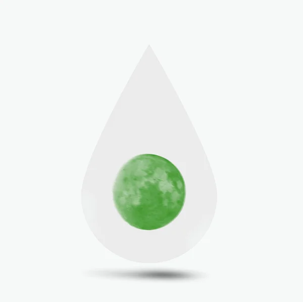 Närbild Vatten Droppe Mjuk Suddig Planet Jorden Jordklotet Isolerad Vit — Stockfoto