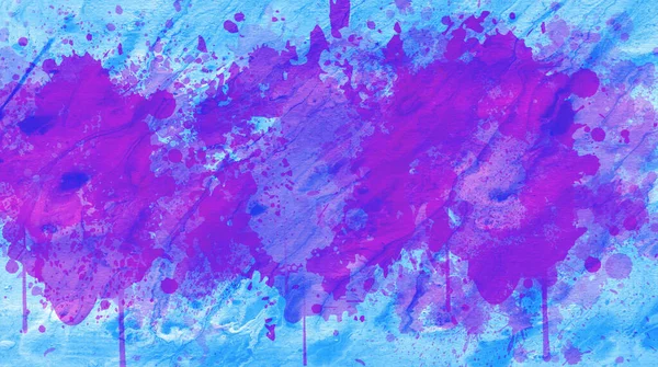Вид Сверху Абстракция Размывает Акварель Чернила Брызги Фиолетовый Цвет Голубом — стоковое фото