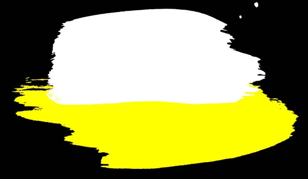 Vista Superior Amarillo Trazo Blanco Pinceles Pintura Aislado Fondo Negro — Foto de Stock