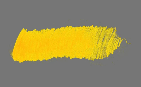 Вид Сверху Гранж Мазок Кистью Золотой Желтой Краски Чернил Изолированный — стоковое фото