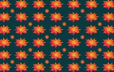 Üst manzara, kusursuz desenli nilüfer çiçekleri koyu mavi arka planda soyutlanmış çiçek stok fotoğrafı, yaz çiçekleri, meditasyon için çiçek, bitkiler, vektör  