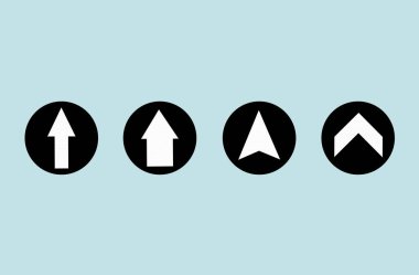 Yakın plan, tasarım ok simgesini beyaz renge ayarla. Medya uygulamalarında ileri işlevler. Açık gri alanda gelişmiş sembol illüstrasyon reklamcılığı, duvar kağıdı, resim baskısı, işaret, vektör, stok fotoğrafı  