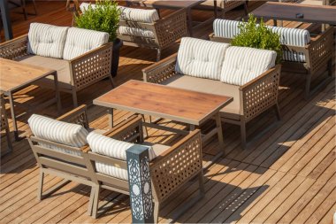 summer terrace with modern interior without people