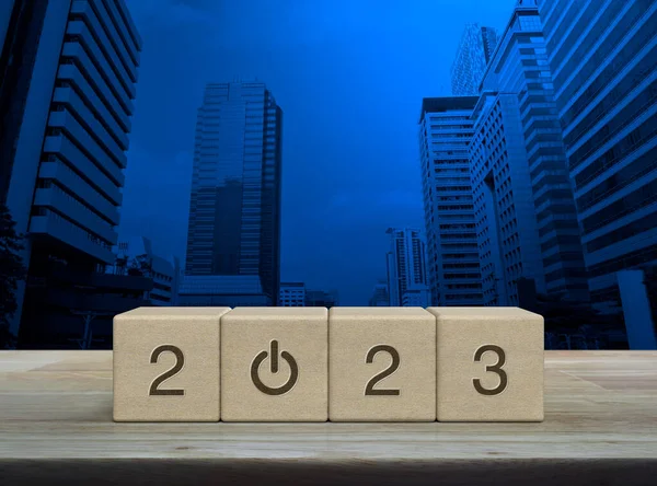 2023 Start Business Icon Wood Block Cubes Wooden Table Modern — Stock Photo, Image