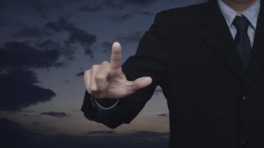 2023 'e basan iş adamı günbatımı gökyüzü üzerinde düz bir simge oluşturdu, İş Mutlu Yeni Yıl 2023 kapak kavramı