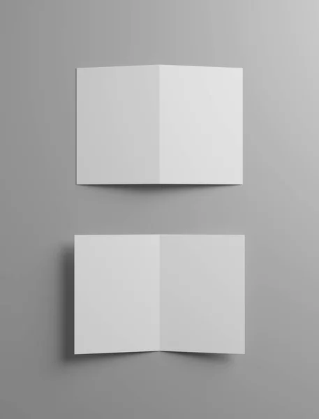 Beyaz Bifold Broşürü Broşür Gri Arkaplan Katalog Modeli Görüntüleme — Stok fotoğraf