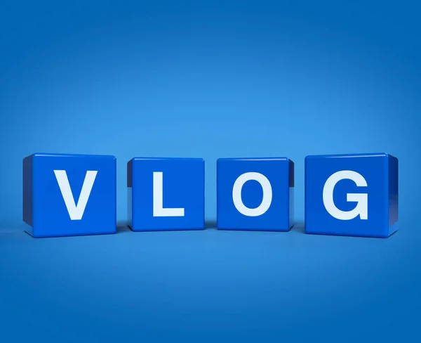 Απόδοση Εικονογράφηση Του Γράμματος Vlog Κύβους Μπλοκ Γαλάζιο Φόντο Vlog — Φωτογραφία Αρχείου