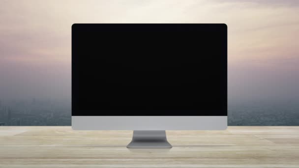 Lacăt Pictogramă Plat Desktop Ecran Monitor Calculator Modern Masă Din — Videoclip de stoc