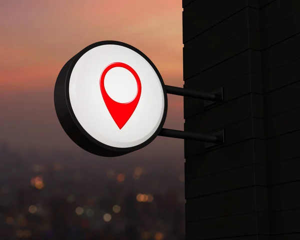 Mapa Pin Point Location Icon Hanging Black Rounded Signboard Blur —  Fotos de Stock