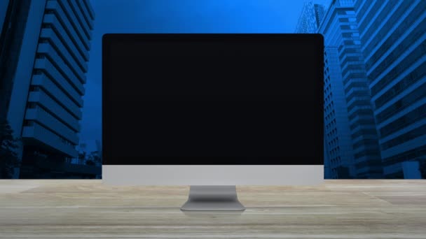 Kérdőjel Jel Ikon Val Korszerű Laptop Számítógép Fából Készült Asztal — Stock videók