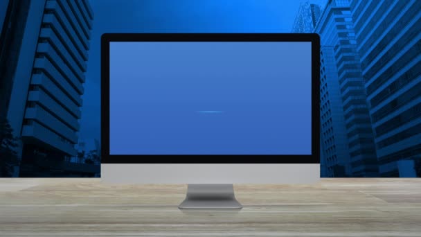 Ícone Sinal Informação Tela Moderna Monitor Computador Área Trabalho Tabela — Vídeo de Stock
