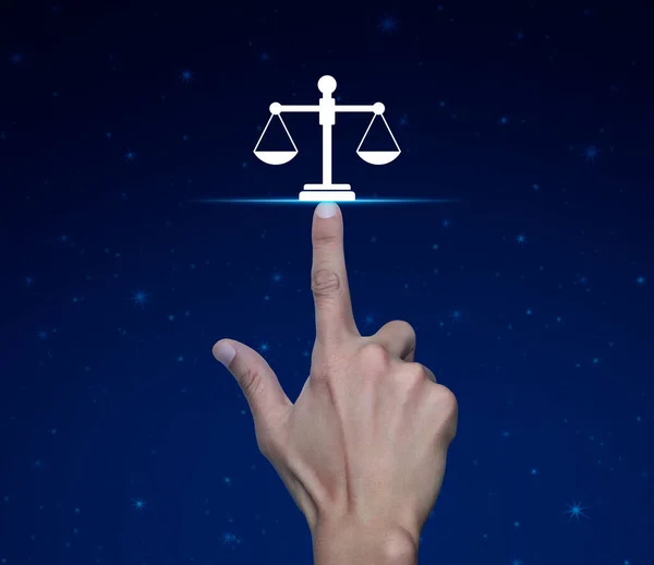 Hand Pressing Law Flat Icon Fantasy Night Sky Moon Business — Stock Photo, Image