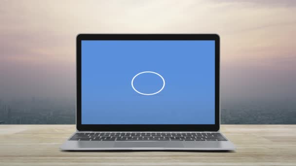 Laden Sie Flache Symbol Auf Modernen Laptop Computer Bildschirm Auf — Stockvideo