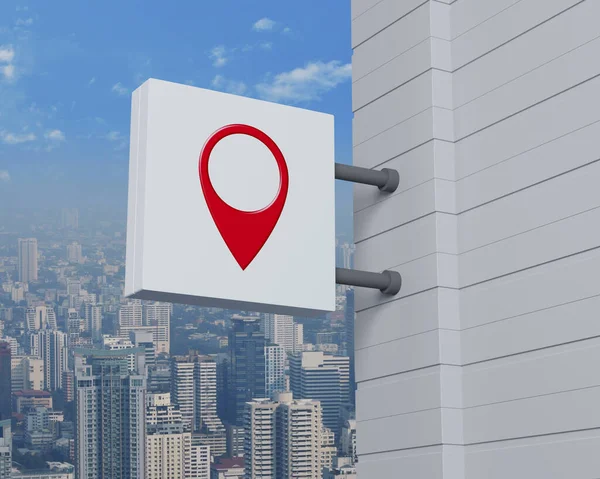 Mapa Pin Point Location Icon Hanging White Square Signboard Modern —  Fotos de Stock