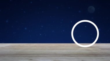 Ahşap masa fantezi gece gökyüzü ve ay, iş müşteri hizmetleri ve destek kavramı üzerinde bilgi işareti düz simgesini
