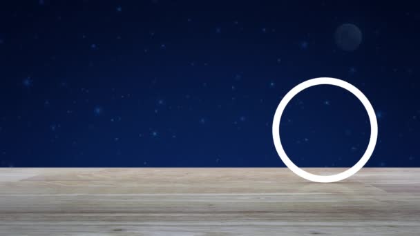 Informationsschild Flaches Symbol Auf Holztisch Über Fantasie Nachthimmel Und Mond — Stockvideo