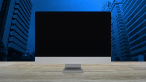 Escudo Segurança Com Ícone Marca Verificação Tela Monitor Computador Moderno — Vídeo de Stock