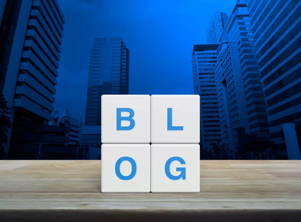 Lettre Blog Sur Cubes Bloc Blanc Sur Table Bois Sur — Photo