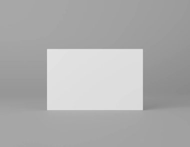 Gri arkaplan, ön görünüm, 3D görüntüleme üzerinde boş beyaz kartvizit modeli