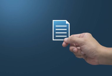 Açık mavi arkaplan üzerinde parmak basılı belge düz simgesi, İnternet Teknolojisi konsepti
