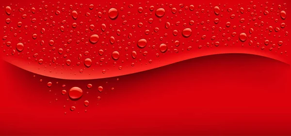 Gotas Agua Sobre Fondo Rojo Con Lugar Para Texto — Archivo Imágenes Vectoriales