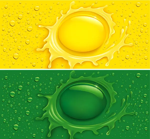 Amarillo Verde Gotas Agua Fondo Con Lugar Para Texto Ilustración De Stock