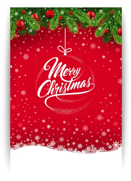 Joyeux Noël Carte Voeux Sur Fond Rouge Avec Des Décorations Illustration De Stock