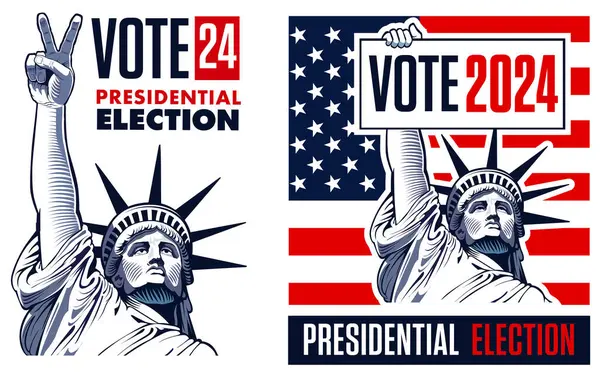 2024 Élection Présidentielle Aux États Unis Concept Avec Statue Liberté Illustrations De Stock Libres De Droits