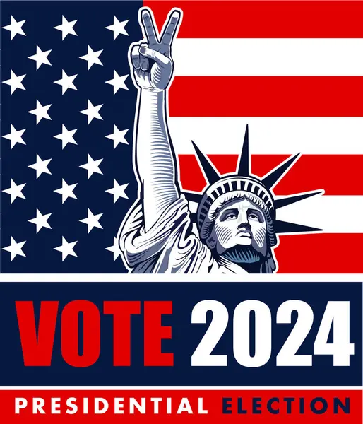 2024 Elecciones Presidenciales Los Estados Unidos Concepto Con Estatua Libertad Vector De Stock