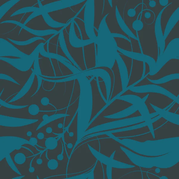 Цветочный Бесшовный Узор Силуэтами Цветов Листьев Ягод Векторное Искусство Текстильной — стоковый вектор