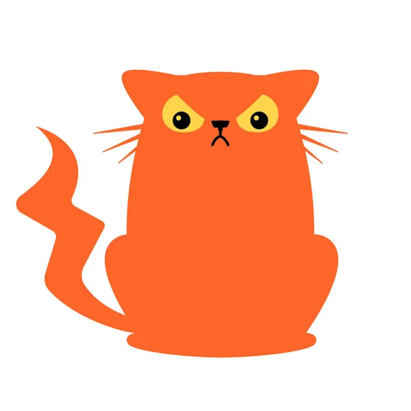 Nette Wütende Ingwerkatze Silhouette Flauschige Katze Zeichentrickfigur Doodle Vektor Entzückendes — Stockvektor