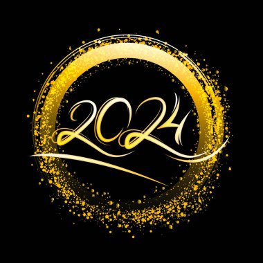 Altın parıltılı neon dairesel çerçeve. Noel kartları, Noel ya da yeni yıl partileri için simli tasarım unsuru afiş, poster, web. Mutlu yıllar 2014 Metin Tasarım Vektör Şablonu