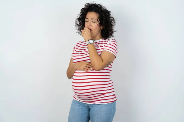 Těhotné Ženě Necítí Dobře Kašle Jako Příznak Nachlazení Nebo Bronchitidy — Stock fotografie