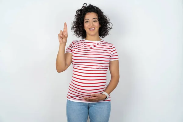 Беременная Женщина Указывает Пальцами Номер Десять Китайском Языке Жестов — стоковое фото