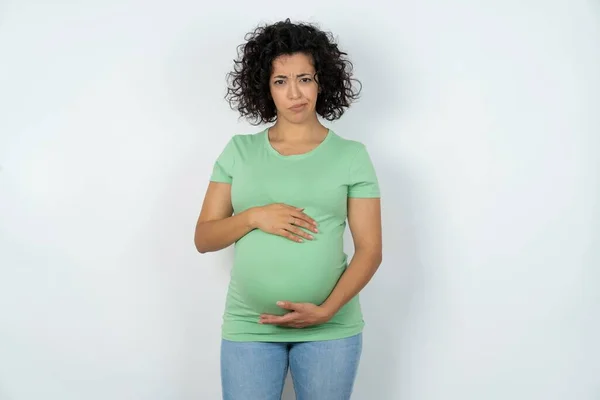Pregnant Woman Depressed Worry Distress Unhappy Expression — Stock Photo, Image