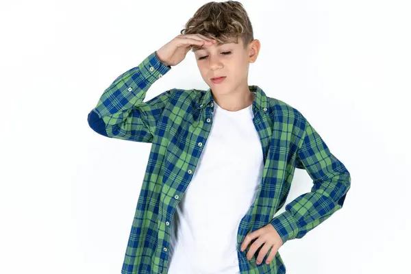 Handsome Caucasian Teenager Boy White Studio Background Having Problems Worried — Stock Photo, Image