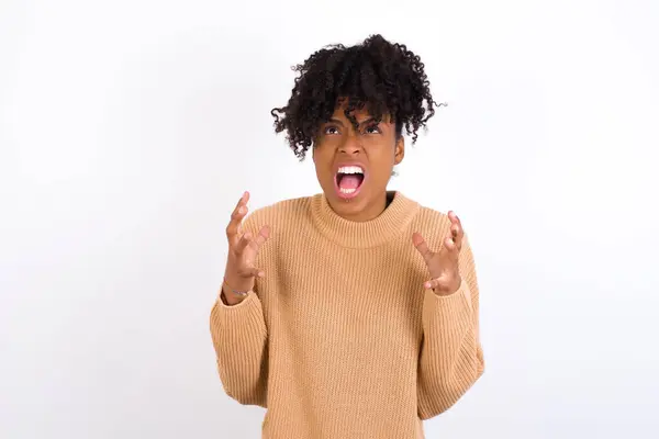 Mujer Joven Llorando Gritando Emociones Humanas Concepto Expresión Facial Gritando — Foto de Stock