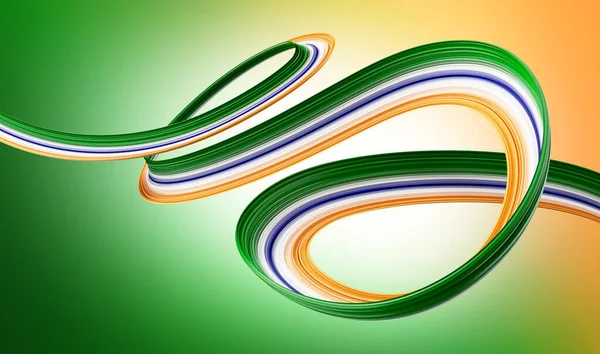 印度国旗波浪形的抽象背景 3D说明 — 图库照片