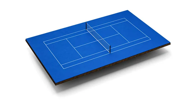 Blue Tennis Court Вирізали Ізольований Білому Тлі Ілюстрація — стокове фото